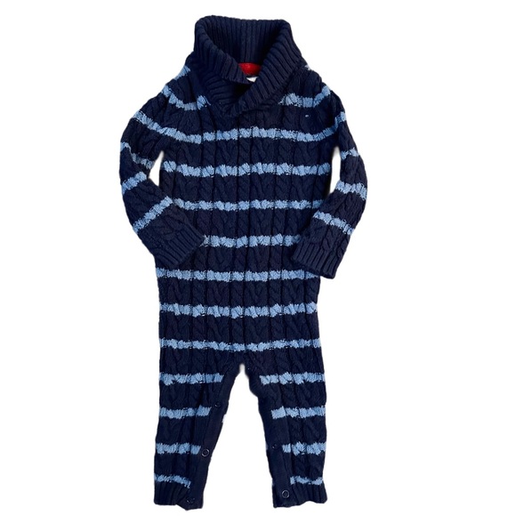 Tommy Bahama Other - Tommy Bahama blue striped knit boys romper Size 6-9 months